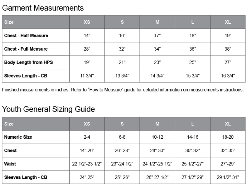 1000Y SIZE CHART